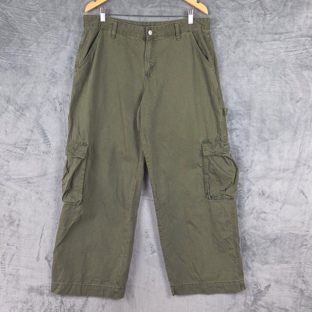 Womens Pants 14 Wide Leg Baggy Jeans Cargo Y2K Utility Skater Grunge Streetwear